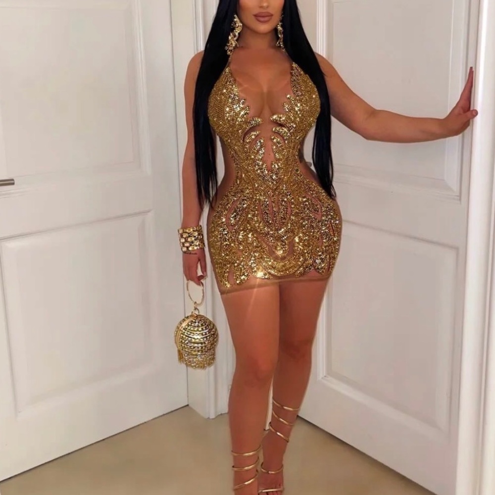 Gold mesh dress